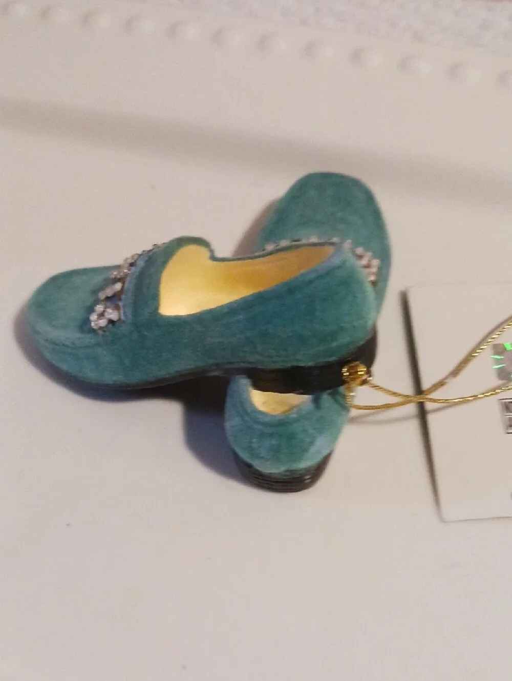 🎵Elvis Handcrafted Teal Velvet Slip-On Ornament Shoes ⚜️